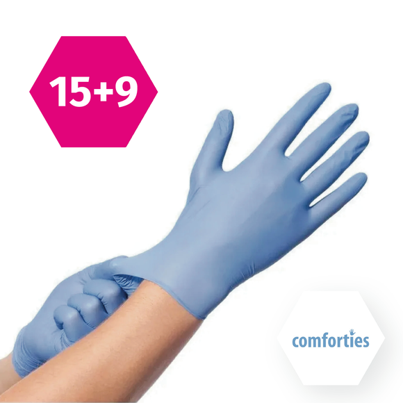 Comforties Soft Nitril Handschoenen Blauw (XS t/m XL) - Promo 2024 - 15+9 GRATIS