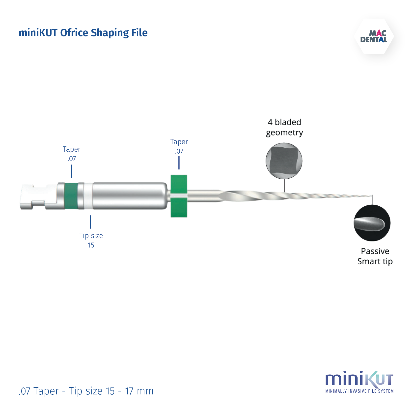 Denting File Diagonal miniKUT Orifice Shaping Rotary NiTi Endodontic Files – Mac Dental